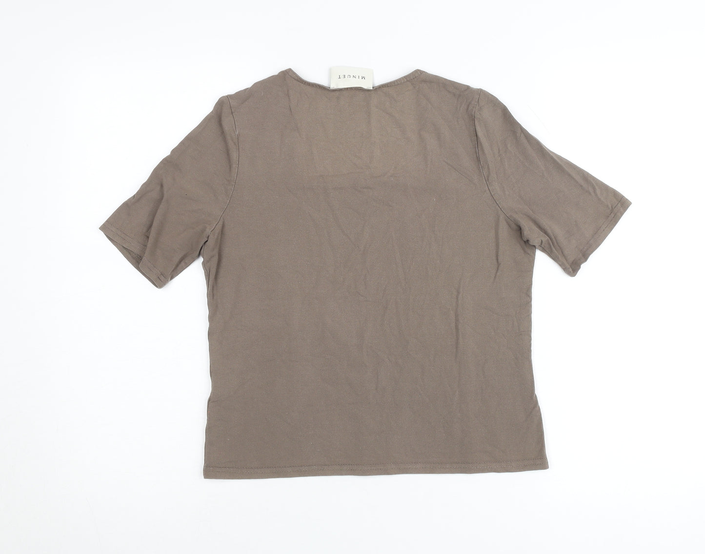 Minuet Womens Brown Viscose Stretch T-Shirt UK 12 Square Neck
