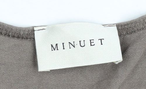 Minuet Womens Brown Viscose Stretch T-Shirt UK 12 Square Neck