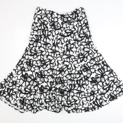 Alex & Co. Women’s Black White Floral A-Line Skirt Size 12 Midi