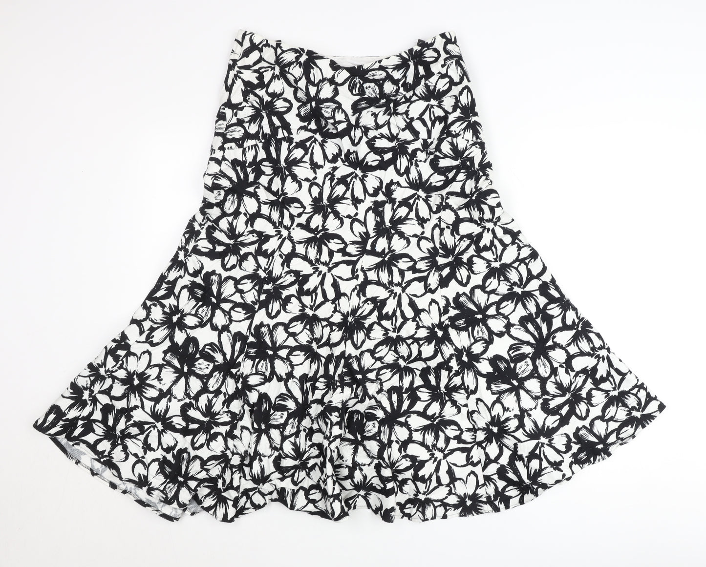 Alex & Co. Women’s Black White Floral A-Line Skirt Size 12 Midi