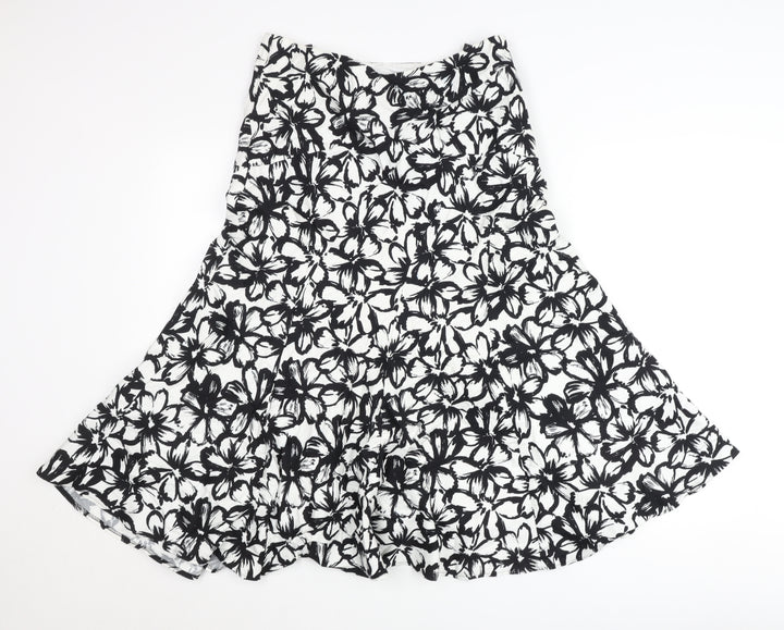 Alex & Co. Women’s Black White Floral A-Line Skirt Size 12 Midi