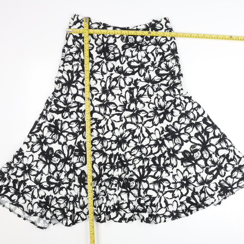 Alex & Co. Women’s Black White Floral A-Line Skirt Size 12 Midi