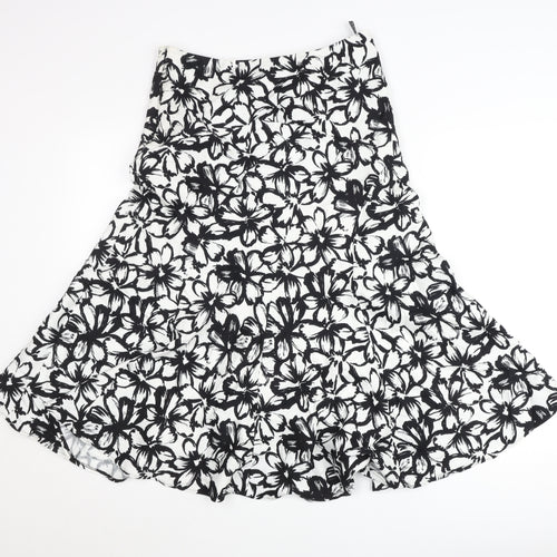 Alex & Co. Women’s Black White Floral A-Line Skirt Size 12 Midi