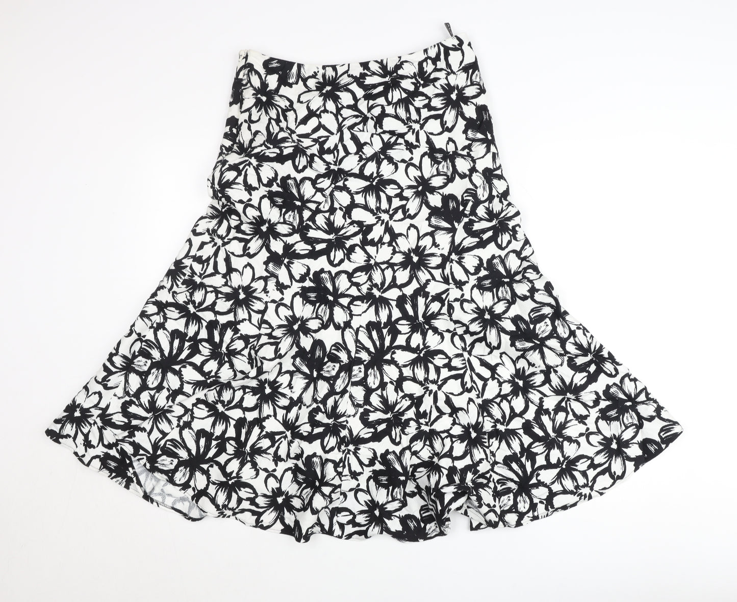 Alex & Co. Women’s Black White Floral A-Line Skirt Size 12 Midi