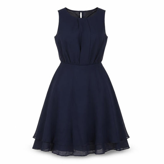 Front view of ASOS Women’s Blue A-Line Sleeveless Chiffon Dress UK 8