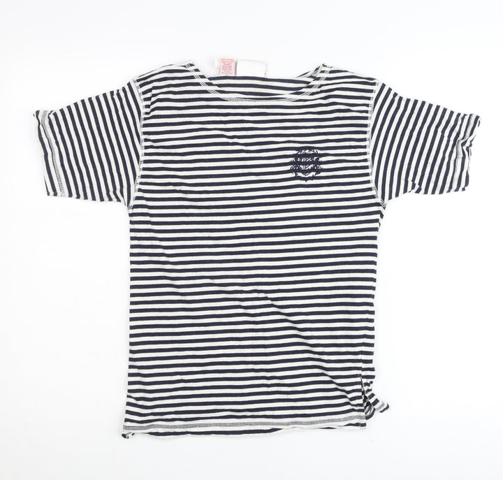 Rafaella Womens Petite 6 Blue White Striped Cotton T-Shirt Nautical