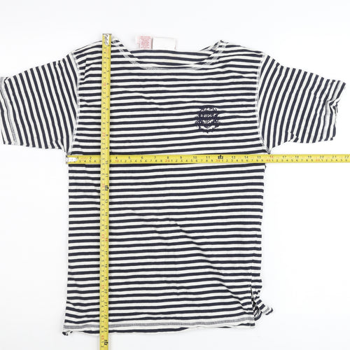 Rafaella Womens Petite 6 Blue White Striped Cotton T-Shirt Nautical