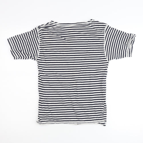 Rafaella Womens Petite 6 Blue White Striped Cotton T-Shirt Nautical
