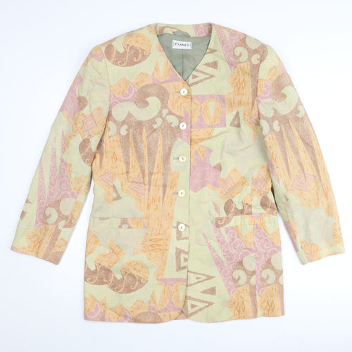 Planet Women’s Multicoloured Geometric Linen Blend Jacket Size 10