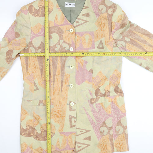 Planet Women’s Multicoloured Geometric Linen Blend Jacket Size 10