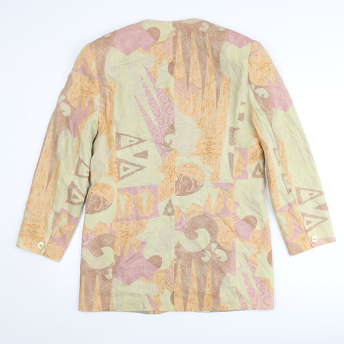Planet Women’s Multicoloured Geometric Linen Blend Jacket Size 10