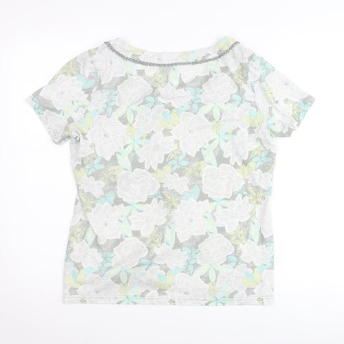 Bonmarché Womens Multicoloured Floral T-Shirt Size 14 Short Sleeve Scoop Neck