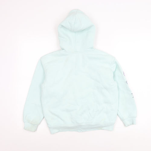 Anko Girls Blue Hooded Jacket Age 10 Lined Full Zip Embroidered Casual