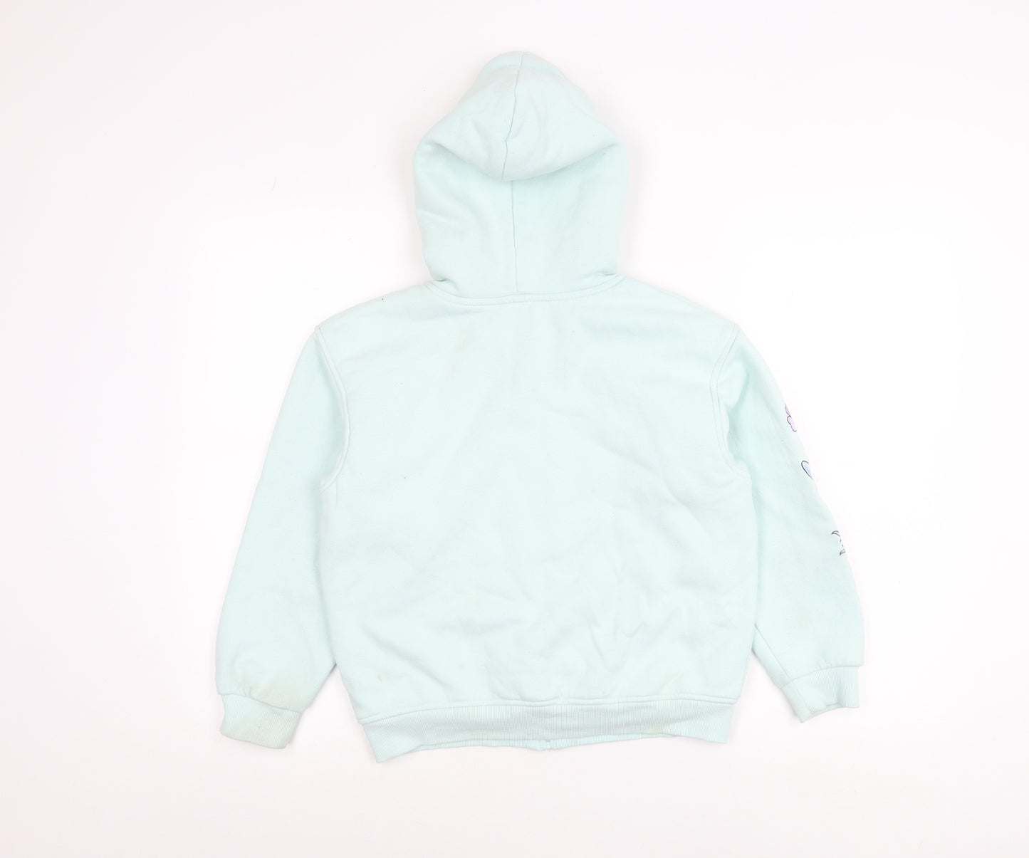 Anko Girls Blue Hooded Jacket Age 10 Lined Full Zip Embroidered Casual