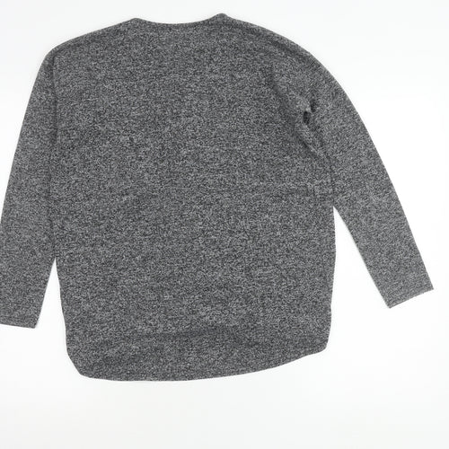 Boohoo Women’s Grey Wrap Knotted Blouse Size 8 Long Sleeve