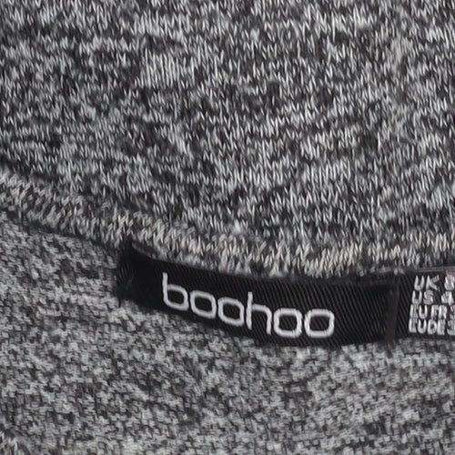 Boohoo Women’s Grey Wrap Knotted Blouse Size 8 Long Sleeve