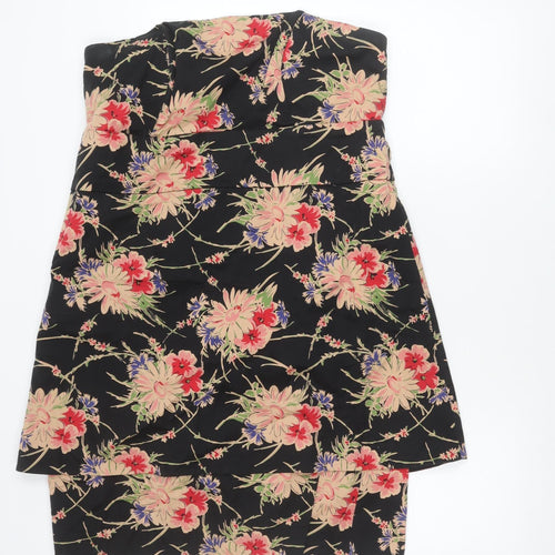 New Look Women Black Floral Sheath Dress Size 20 Strapless Plus