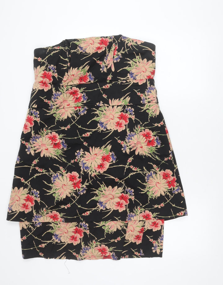 New Look Women Black Floral Sheath Dress Size 20 Strapless Plus