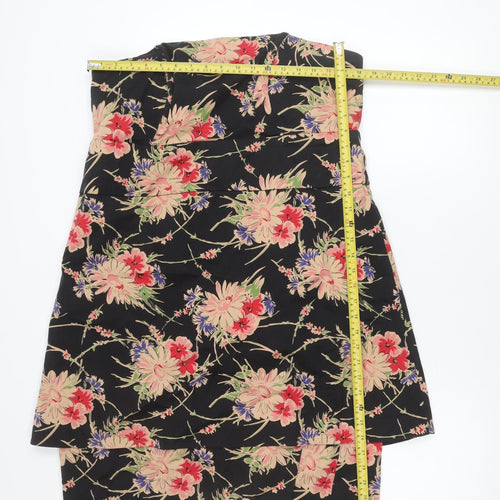 New Look Women Black Floral Sheath Dress Size 20 Strapless Plus
