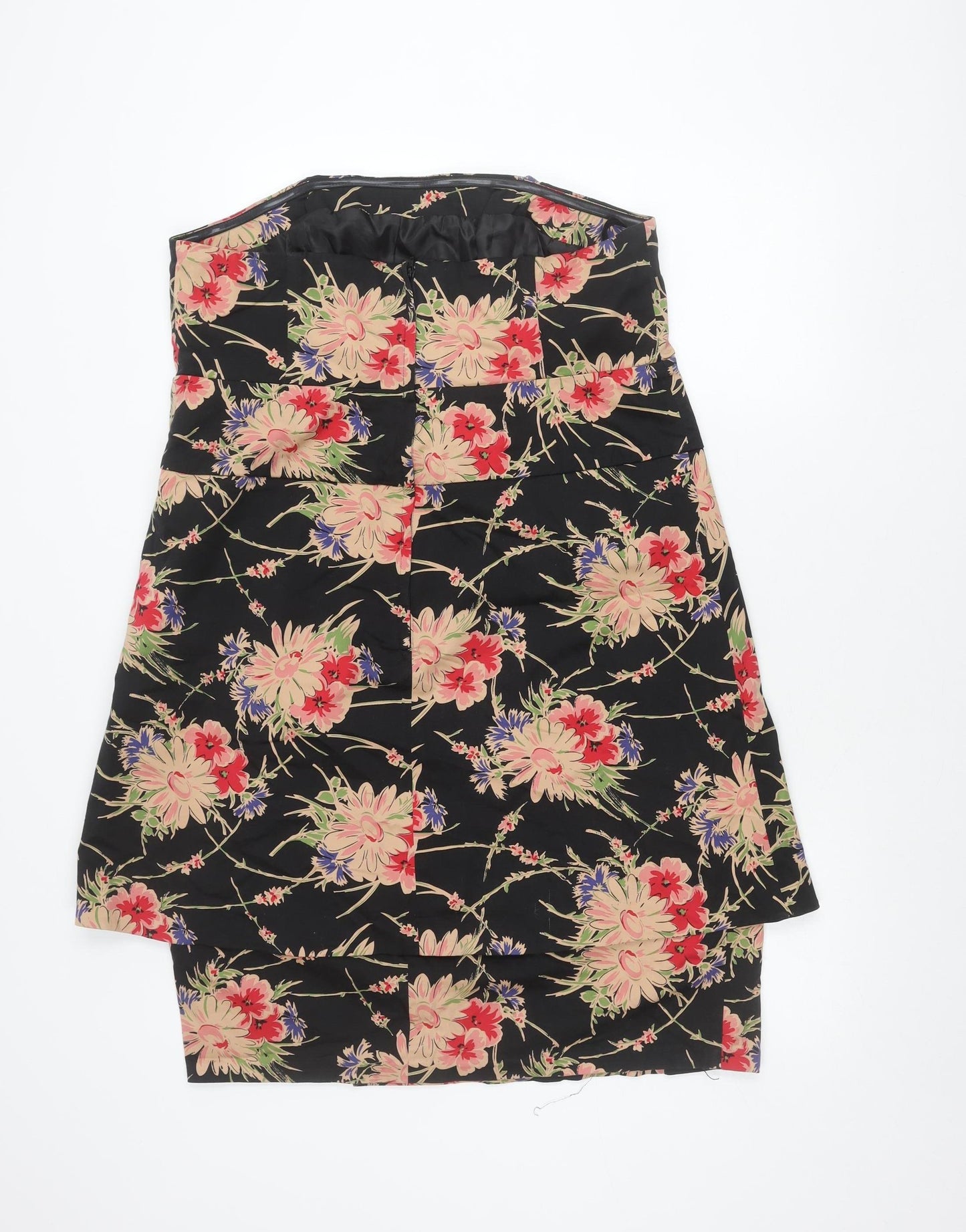 New Look Women Black Floral Sheath Dress Size 20 Strapless Plus