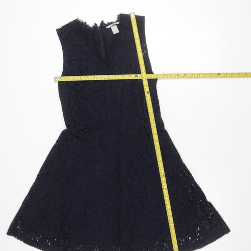 H&M Women’s Blue Lace A-Line Cocktail Dress Size 12 Sleeveless