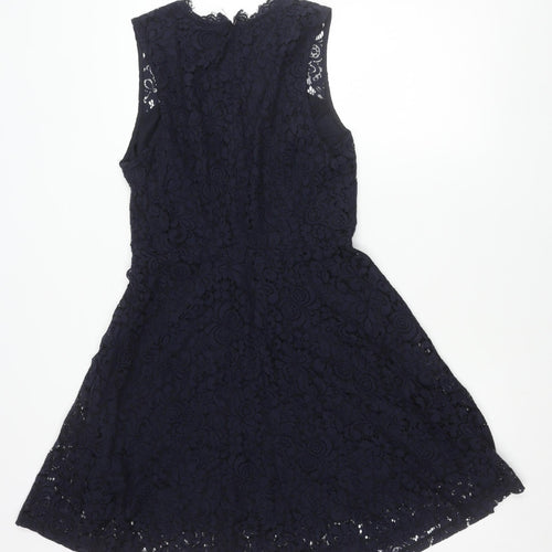 H&M Women’s Blue Lace A-Line Cocktail Dress Size 12 Sleeveless