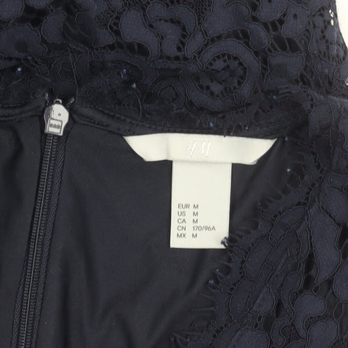 H&M Women’s Blue Lace A-Line Cocktail Dress Size 12 Sleeveless
