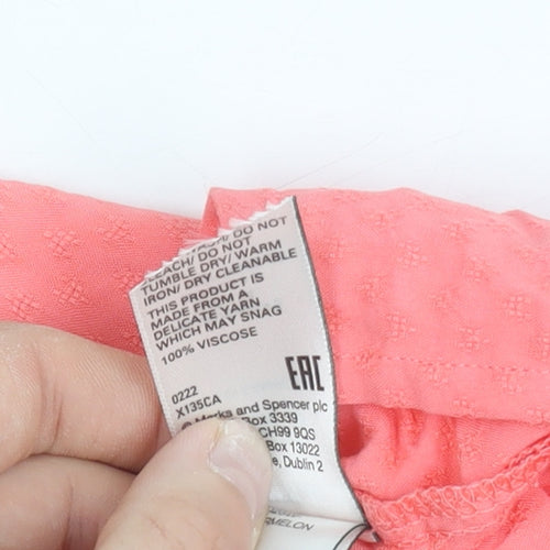 Marks and Spencer Women Pink Viscose Long Sleeve Tunic Blouse Size 6