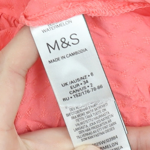Marks and Spencer Women Pink Viscose Long Sleeve Tunic Blouse Size 6