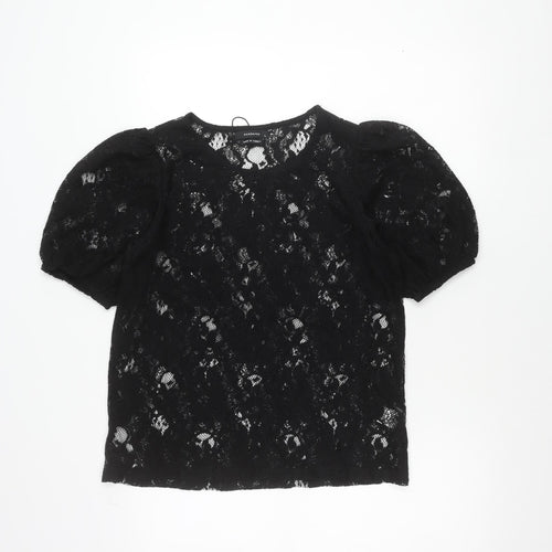 Reserved Women’s Black Lace Puff Sleeve Blouse Size L