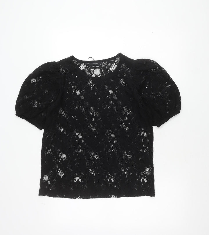 Reserved Women’s Black Lace Puff Sleeve Blouse Size L