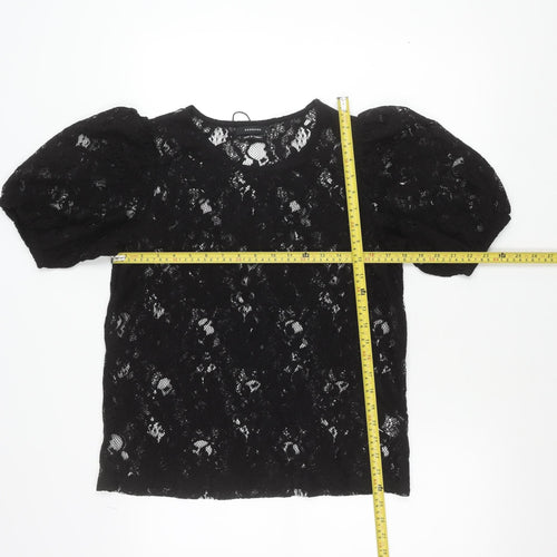 Reserved Women’s Black Lace Puff Sleeve Blouse Size L
