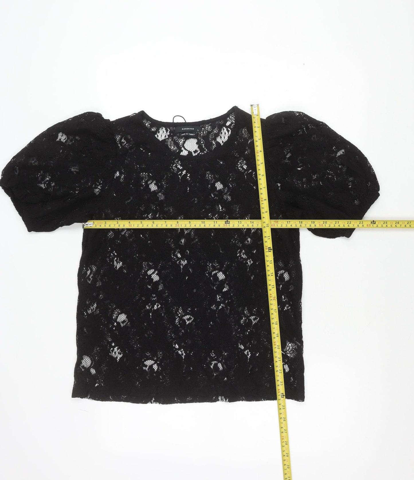 Reserved Women’s Black Lace Puff Sleeve Blouse Size L
