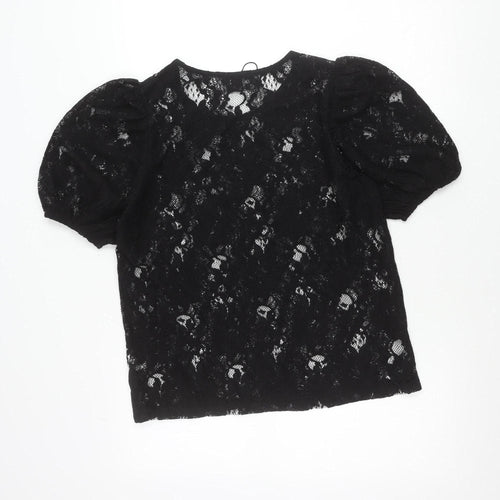 Reserved Women’s Black Lace Puff Sleeve Blouse Size L