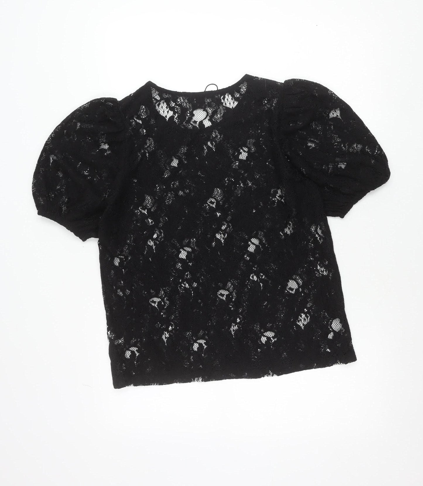 Reserved Women’s Black Lace Puff Sleeve Blouse Size L
