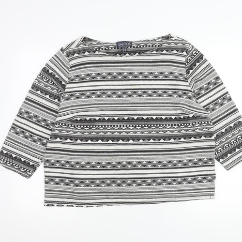 Saloos Women’s Black Geometric Aztec Tunic Blouse Size 22