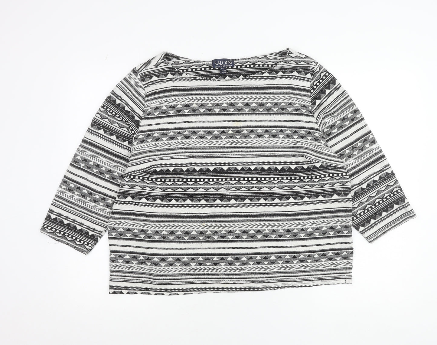 Saloos Women’s Black Geometric Aztec Tunic Blouse Size 22