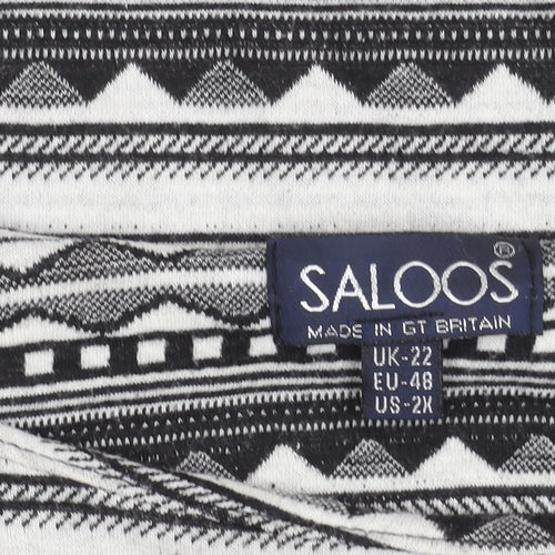 Saloos Women’s Black Geometric Aztec Tunic Blouse Size 22