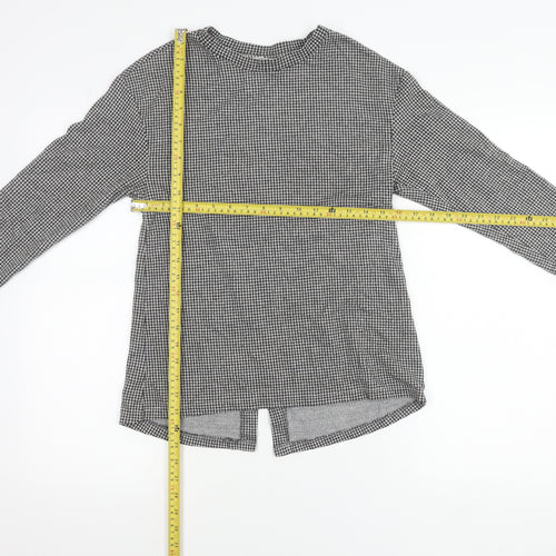 Zara Trafaluc Womens Black Check Button-Up Long Sleeve Top Size 8