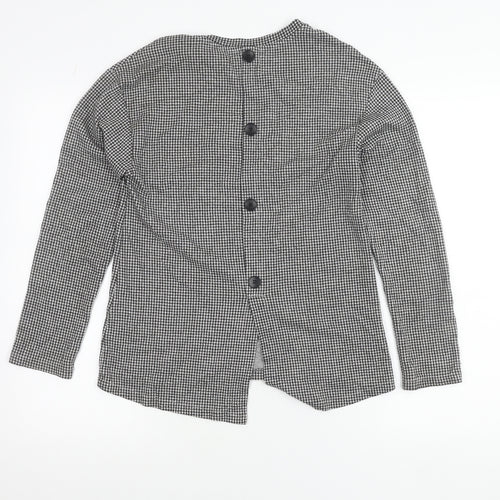Zara Trafaluc Womens Black Check Button-Up Long Sleeve Top Size 8