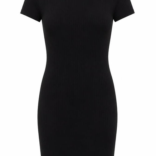 Boohoo Women Black Size 10 Bodycon Short Sleeve Knee Length Dress