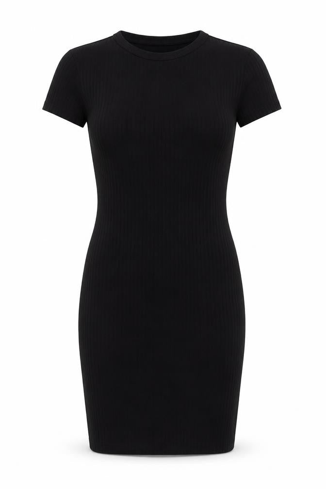 Boohoo Women Black Size 10 Bodycon Short Sleeve Knee Length Dress