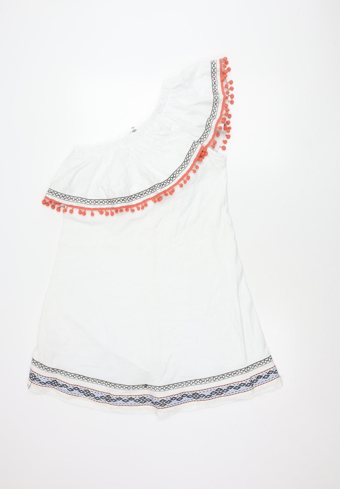 ASOS Womens White Off Shoulder Shift Dress Size 12 Embroidered Summer Boho