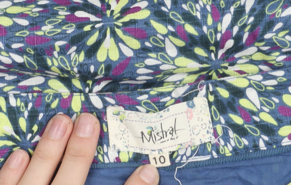 Mistral Womens Multicoloured Floral A-Line Cotton Skirt Size 10