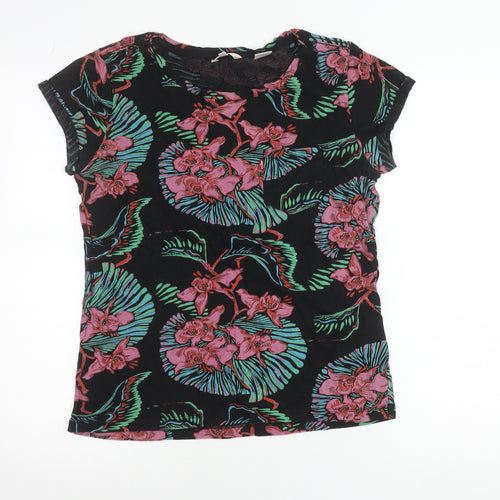 Levi's Women's Black Multicoloured Floral Cotton T-Shirt Dress M