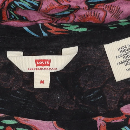 Levi's Women's Black Multicoloured Floral Cotton T-Shirt Dress M