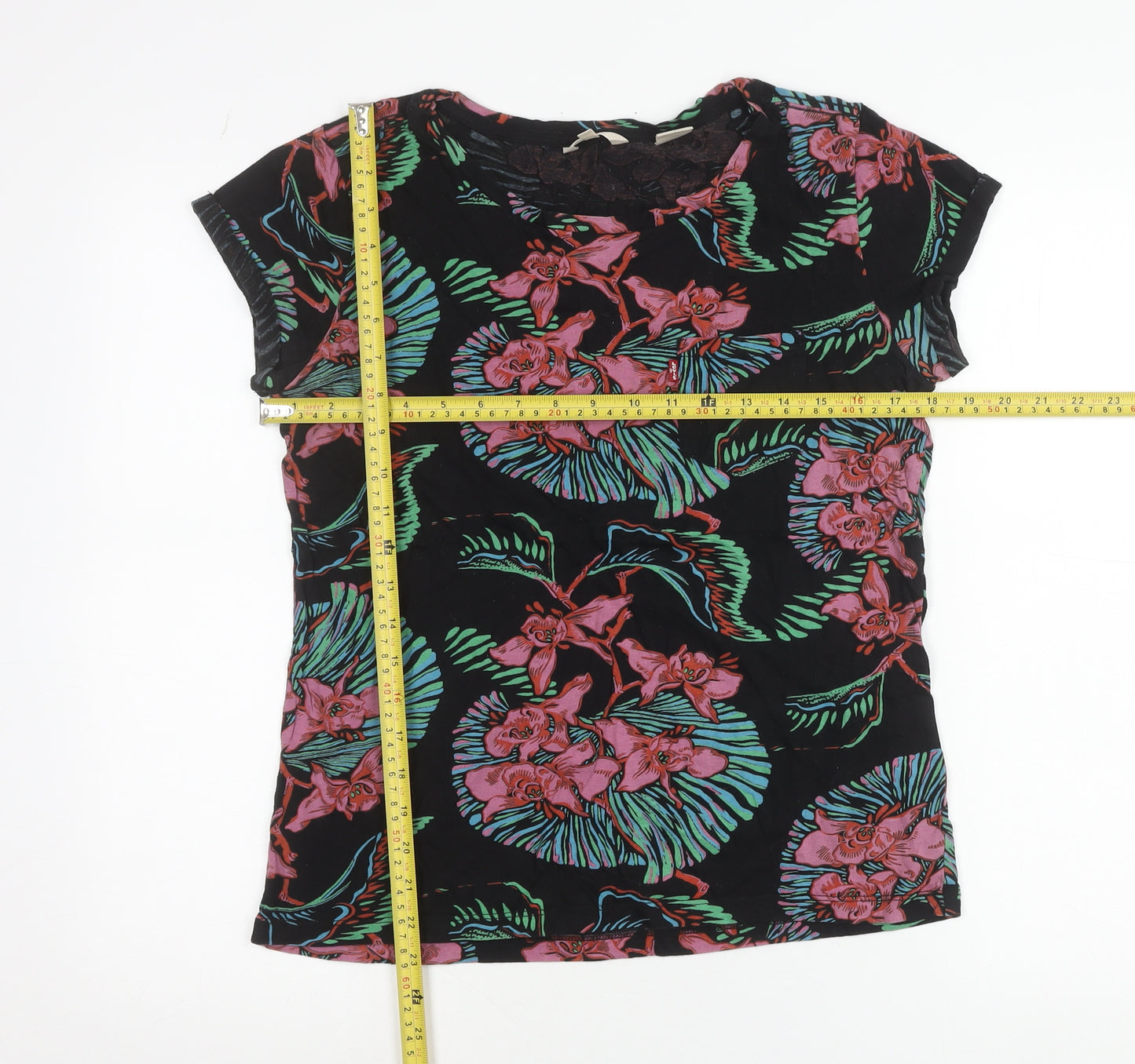 Levi's Women's Black Multicoloured Floral Cotton T-Shirt Dress M