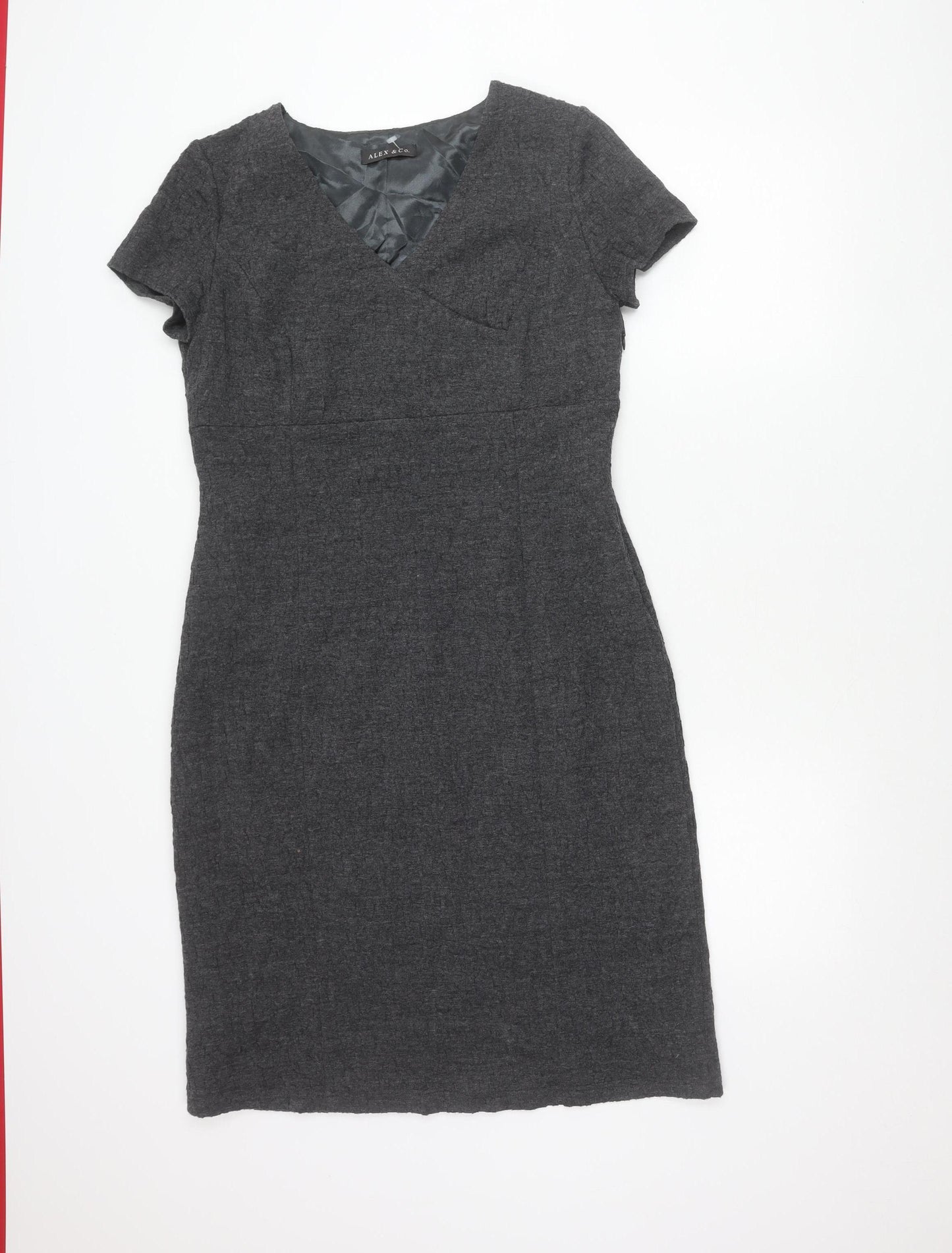 ALEX & Co. Women Grey Size 14 Sheath Knee Length Work Dress