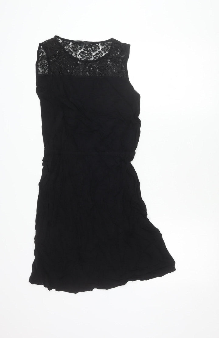 Vero Moda Womens Black Lace Chiffon Tunic Blouse Size M