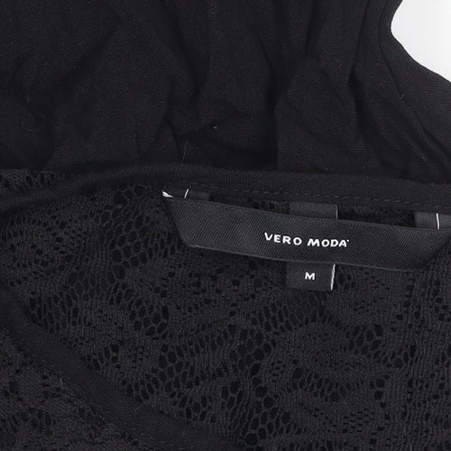 Vero Moda Womens Black Lace Chiffon Tunic Blouse Size M